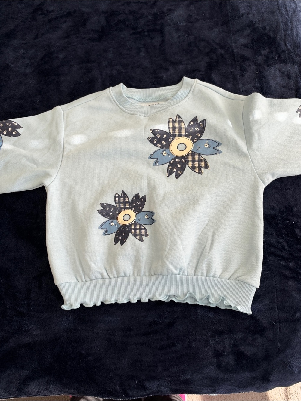 Old Navy Pale Blue Floral Ruffle-Hem Sweatshirt